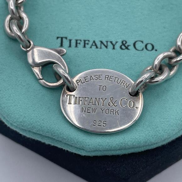 Tiffany & Co Return to Tiffany Oval Tag Sterling Silver 15" Choker Necklace - Picture 3 of 9